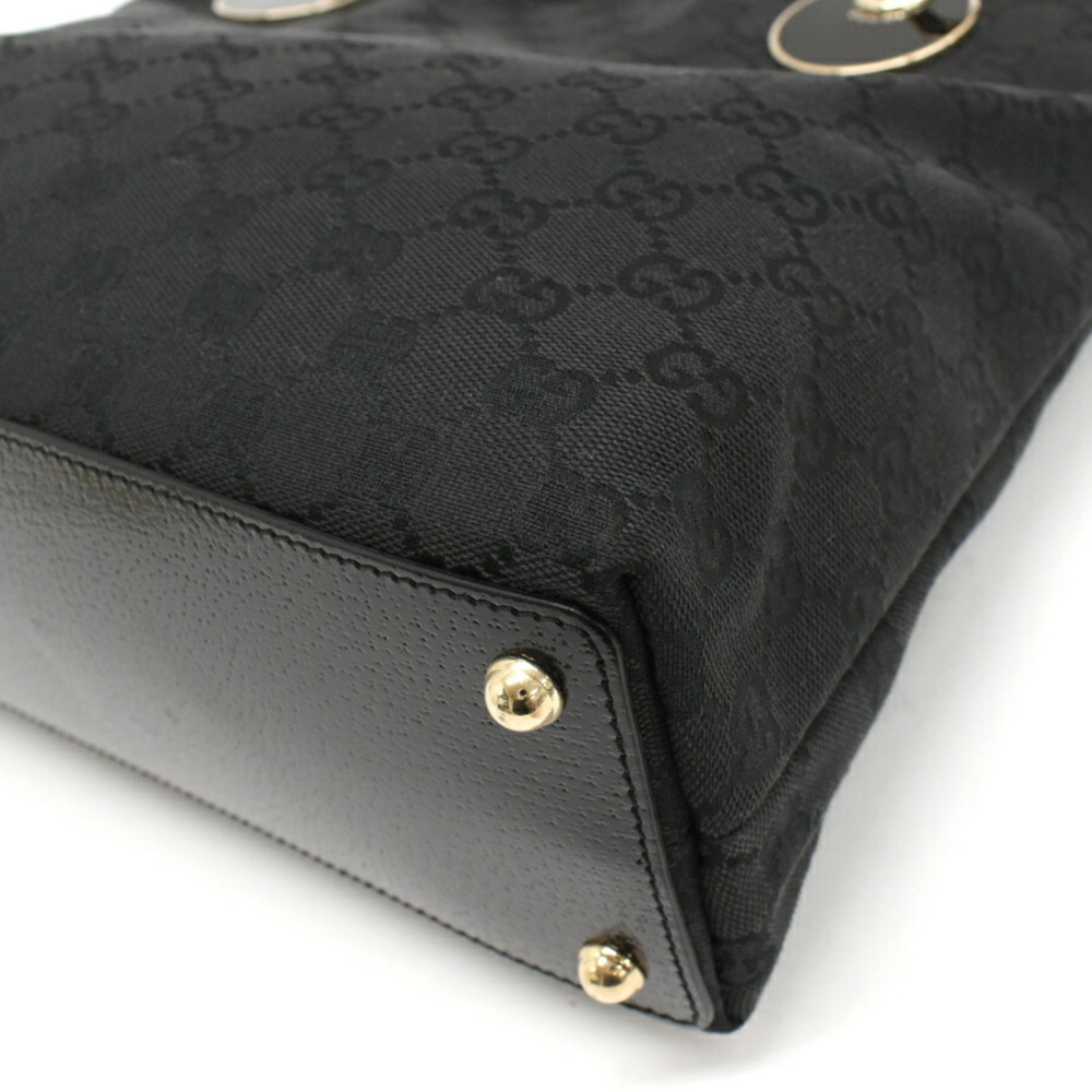 Gucci Eclipse Black Shoulder Tote Bag GG Canvas Jacquard Leather - Picture 5 of 9